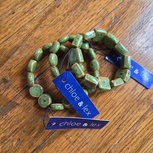 Chloe & Lex Green Beaded Bracelet Set